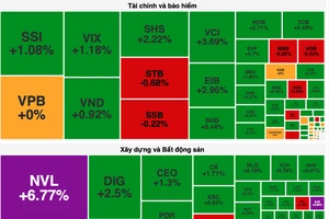 Nhóm cổ phiếu tài chính, bất động sản thu hút dòng tiền nên tăng mạnh