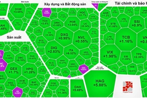 Bảng điện ngập sắc xanh phiên giao dịch 6-12