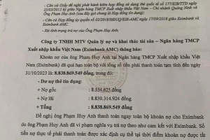 Công văn nhắc nợ quá hạn do Eximbank AMC gửi khách hàng P.A.H. 