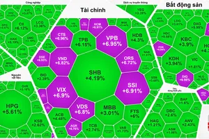 Cổ phiếu chứng khoán tăng trần hàng loạt, VN-Index tăng gần 50 điểm