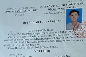 Truy nã nguyên Trưởng phòng Tài nguyên Môi Trường thị xã Dĩ An, tỉnh Bình Dương