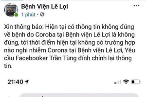 Vũng Tàu: Phát hiện người tung tin không chính xác về dịch cúm virus corona