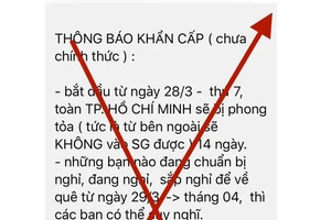 Thông tin “TPHCM sẽ phong tỏa 14 ngày từ 28-3-2020” là hoàn toàn bịa đặt