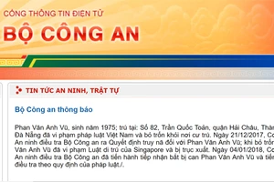 Bộ Công an tiếp nhận bị can Phan Văn Anh Vũ