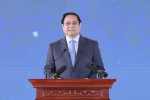 Thủ tướng Chính phủ Phạm Minh Chính đã phát biểu tại lễ khởi công, khánh thành và thông xe kỹ thuật 234 công trình, dự án tại điểm cầu trung tâm. Ảnh: VIẾT CHUNG