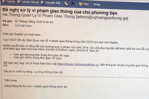 Mạo danh cơ quan nhà nước gửi thư đề nghị xử lý vi phạm giao thông