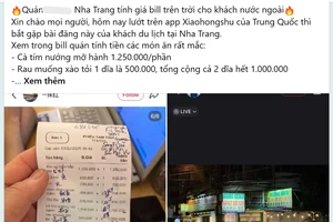 Thực khách nước ngoài tố bị một nhà hàng tại Nha Trang tính tiền trên trời