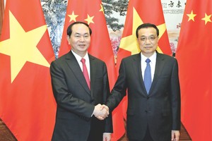 國家主席陳大光與中國總理李克強會談。（圖片來源：互聯網）