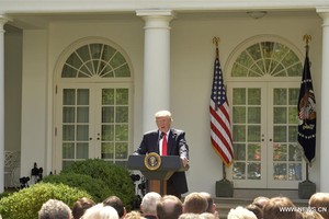 美國總統特朗普在華盛頓白宮發表講話。（圖片來源：www.news.cn）