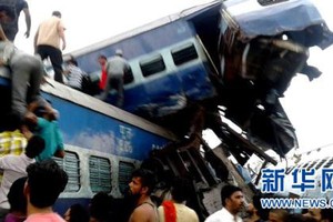 列車出軌事故現場。