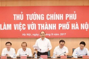 阮春福總理會上發言。