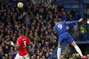 莫拉塔（右）頭槌絕殺曼聯。