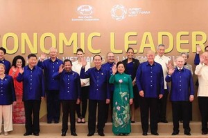 這次峰會的傳統服是越南的傳統絲綢襯衫，設有藍白兩種顏色。各經濟體領導人的全家福。