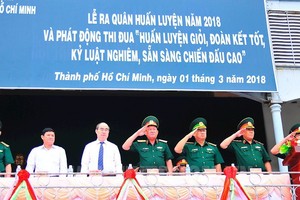 〕昨(1)日上午，市司令部舉行2018年軍事訓練及發起“優秀訓練，良好團結，嚴正紀律，隨時備戰精神”競賽運動。黨中央政治局委員、市委書記阮善仁出席啟動儀式。