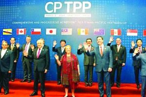 今年３月在智利簽署TPP11的11個成員國代表合影。