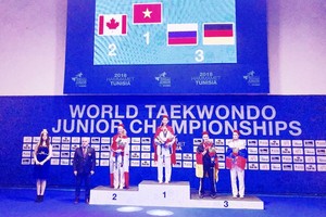 胡氏金銀今年二度獲得跆拳道賽事冠軍。