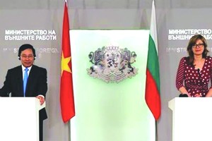 范平明副總理與保加利亞副總理扎哈里埃娃向新聞媒體通報會談結果。