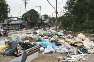 　　許多人將工業垃圾隨意棄置在平隆街人行道上， 以免支付收集、處理費。