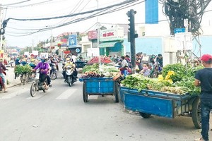 　　許多流動小販佔用蘇記街與裴文語街四岔路口 的路段，同時使用揚聲器叫賣。