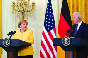 美總統拜登和德總理默克爾舉行聯合新聞發佈會。