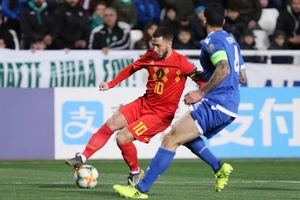 Eden Hazard trong trận Bỉ thắng đảo Síp 2-0