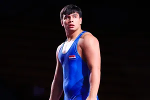 Tyrone Skertenburg trong màu áo tuyển đấu vật Hà Lan