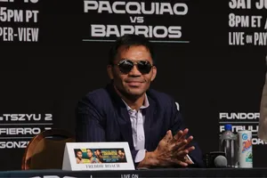 Pacquiao tươi cười trong buổi họp báo