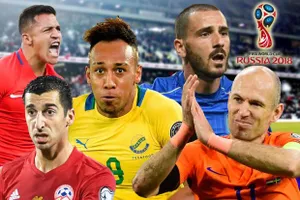 (Từ trái qua) Leonardo Bonucci, Aubameyang, Alexis Sanchez, (hàng dưới) Mkhitaryan, Arjen Robben. Ảnh: ANSA