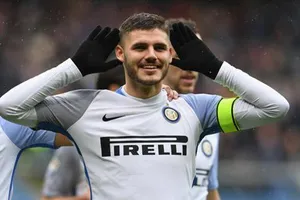 Mauro Icardi mừng cú poker vào lưới Sampdoria.