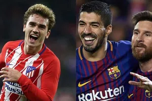 Messi và Suarez sẽ chào đón Griezman (trái)
