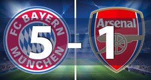 阿森納1-5遭拜仁雙殺出局