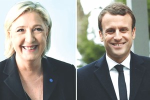 勒龐（左）與馬克龍晉身第二輪投票。（圖片來源：互聯網）