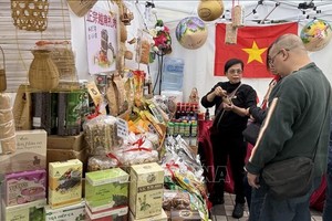 参观者了解越南农产品。