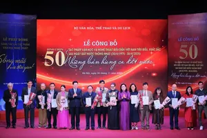 表彰入选1975-2025年阶段50部优秀文学艺术表演作品评选名册的文学作者。