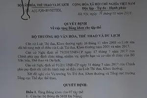 7 "lò" đào tạo được bằng khen của Bộ VH-TT-DL. Nguồn: TCTDTT
