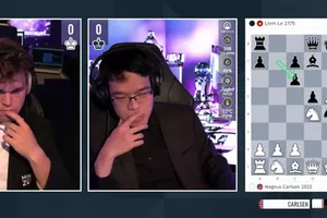 Lê Quang Liêm và Magnus Carlsen đã thi đấu tại lượt 4 của giải đấu. Ảnh: Chess24