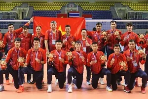 Đội bóng chuyền nam Việt Nam đã nhận đủ thưởng SEA Games 31. Ảnh: D.P