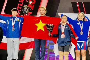 Phạm Hồng Thanh có 3 tấm HCV quý giá tại giải vô địch châu Á 2022. Ảnh: H.CHÍ