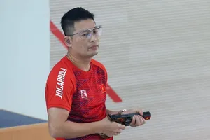 Xạ thủ Hà Minh Thành chưa có kết quả cao tại giải vô địch thế giới năm nay. Ảnh: THANH VŨ