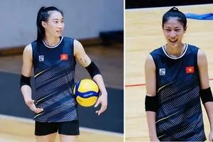 Nguyệt Anh và Kiều Trinh cùng đội tuyển nữ Quân đội đã được bốc thăm nằm ở bảng đấu với nữ Long An. Ảnh: ĐỨC.WTT