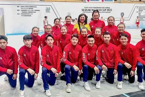 Đội aerobic Việt Nam đang thi đấu tại Nhật Bản. Ảnh: A.VN