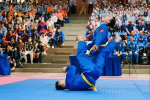 Các võ sĩ vovinam vừa dự giải tiền SEA Games tại Campuchia mới đây. Ảnh: MINH MINH