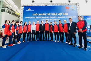 Lễ tiễn Đoàn thể thao Việt Nam lên đường dự SEA Games 32 đã được tổ chức sáng 3-5. Ảnh: LƯỢNG LƯỢNG