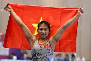 Đô vật Trần Ánh Tuyết có tấm HCV tại SEA Games 32 lần này. Ảnh: QUỲNH MAI
