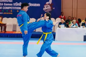 Vovinam đang là môn võ được phát triển mạnh ở thể thao học đường cũng như nhiều địa phương tìm chọn, đào tạo các võ sĩ trẻ phát triển tốt chuyên môn từ đó là lực lượng kế cận tham gia đội tuyển quốc gia. Ảnh: DŨNG PHƯƠNG