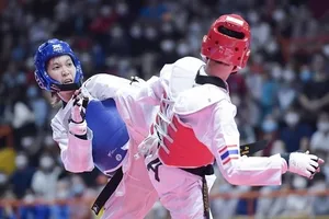 Kim Tuyền vừa về nước đã tranh tài giải vô địch quốc gia 2023 và giành HCV hạng 53kg nữ. Ảnh: D.P