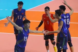 Đội tuyển bóng chuyền nam Việt Nam chỉ phải đánh một trận ở vòng bảng đầu tiên do Pakistan bỏ cuộc. Ảnh: D.P