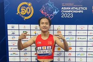 Nhi Yến đã có kết quả tốt ở giải điền kinh vô địch châu Á đầu tiên trong sự nghiệp. Ảnh: MINH MINH