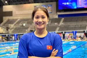 Tuyển thủ Võ Thị Mỹ Tiên dự giải bơi vô địch thế giới 2023. Ảnh: MỸ TIÊN