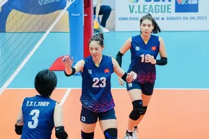 Đinh Thị Trà Giang (23) sẽ trở lại đơn vị chủ quản sau khi thi đấu ở Lào Cai cùng đội tuyển bóng chuyền nữ Việt Nam 1. Ảnh: AVC